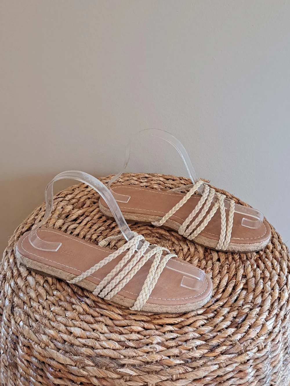NWOT Madewell Womens Kathryn Ivory Braided Leather Espadrille Slide Sandals 8